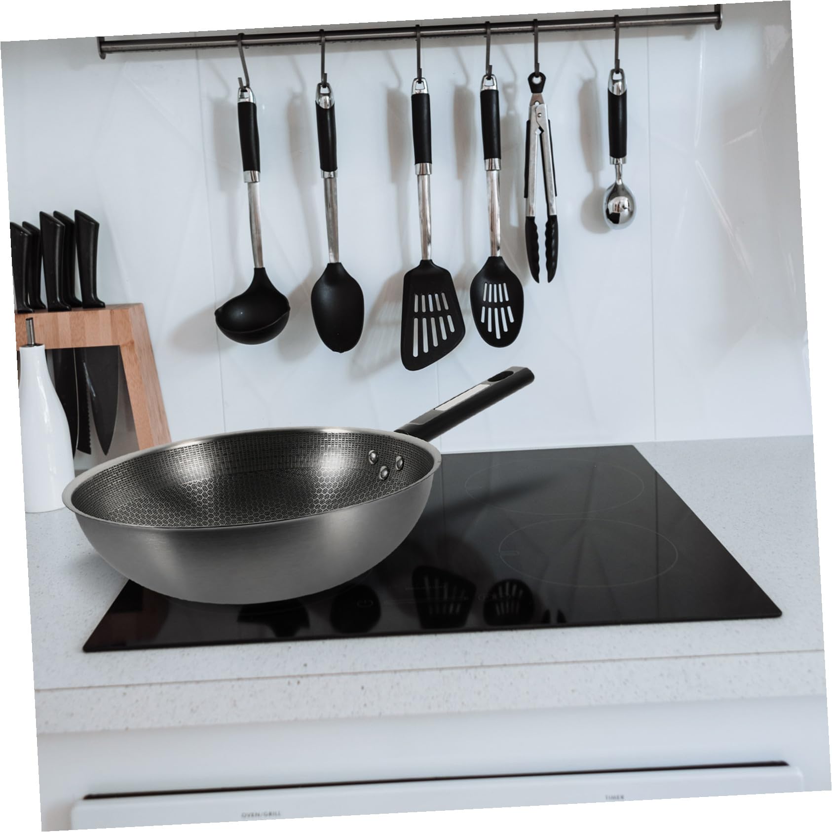 Homoyoyo Padella Rivestimento Antiaderente a Nido D'ape in Acciaio Inossidabile e Fondo Piatto Manico Ergonomico per Cucinare Uova e Fritture in Cucina