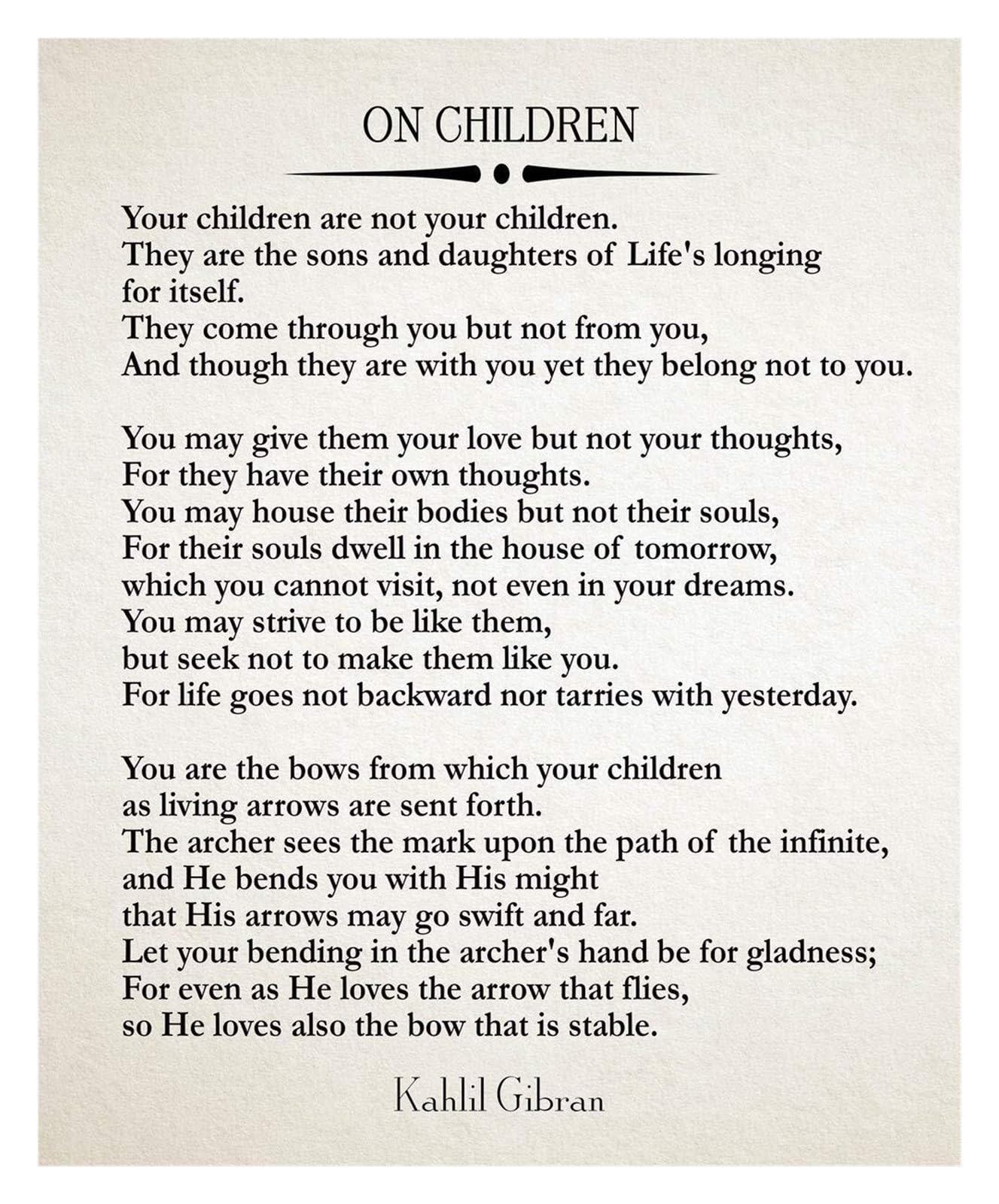 XGINERFEX Inspirational Quote Wall-Art from The Prophet, Kahlil Gibran Framed Poem Print, Motivational Literary Decor for Office Study Room, On Love & Life(Unframed,16x24inch(40x60cm))
