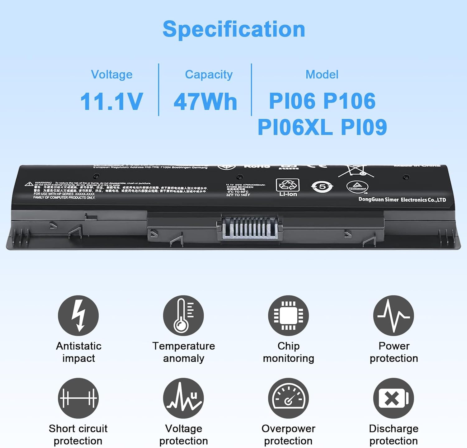 47WH PI06 PI09 710416-001 710417-001 Laptop Battery Relacement for HP Envy HSTNN-LB4N HSTNN-UB4N HSTNN-LB4O HSTNN-YB4N HSTNN-YB4O,TouchSmart, Pavilion, Pavilion TouchSmart 14 15 17 Series