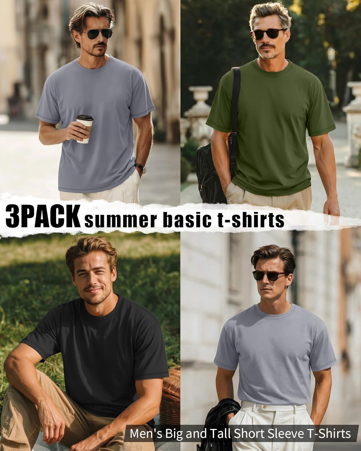 Neer 3 Pack Big and Tall Shirts for Men L-7xl, Short Sleeve Men Crewneck Tops Loose Casual Large T-Shirts Summer Basic Tee - Image 2