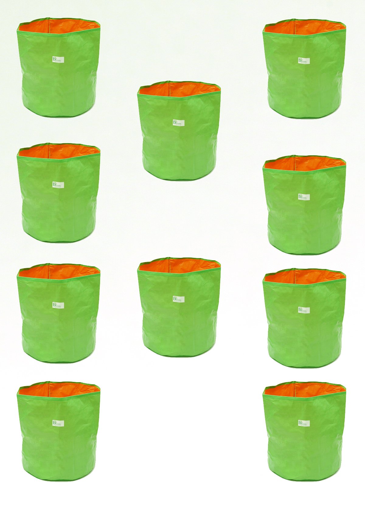 Bio Blooms Agro India Pvt.Ltd. 15X15Inch HDPE Plant Grow Bags for Terrace Gardening | Pack of 10 | Green & Orange Color | Outdoor Use (B07Z6JFP3Q) Amazon Price History, Amazon Price Tracker