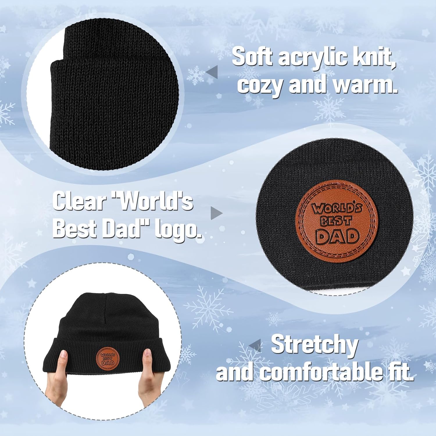 Mepase Dad Beanie Hat Best Dad Beanie Gifts from Daughter Son for Men Father's Day Birthday Winter - Image 4