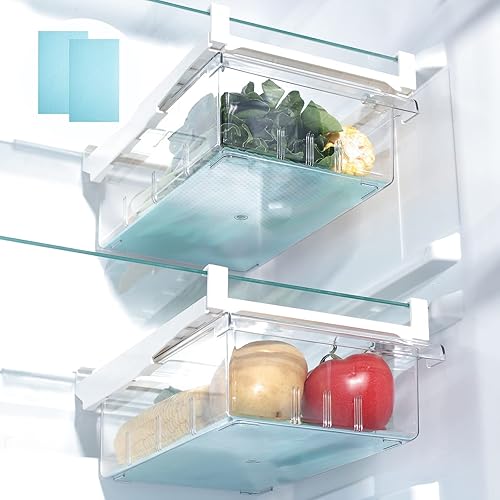 Vista 7 de Farochy Organizadores de Cajones para Refrigerador - Caja de Almacenamiento con Soporte para Huevos para Estante de Nevera para Frutas y Verduras