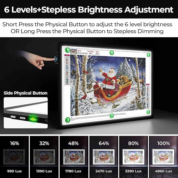 A2 Light Pad (25.2 x 18.4), Large Magnetic Bright Light Box for tracing,6 Levels Dimming/3 Color,Physical Buttons,Light Board for Diamond Painting,Light Table for Drawing, Sketching