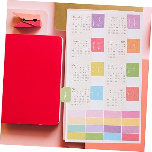 Miniatura 8 de BESTOYARD 20 hojas de calcomanías de calendario de bricolaje 2023 mensual DIY índice de etiqueta de planificación, pestañas de índice índice índice