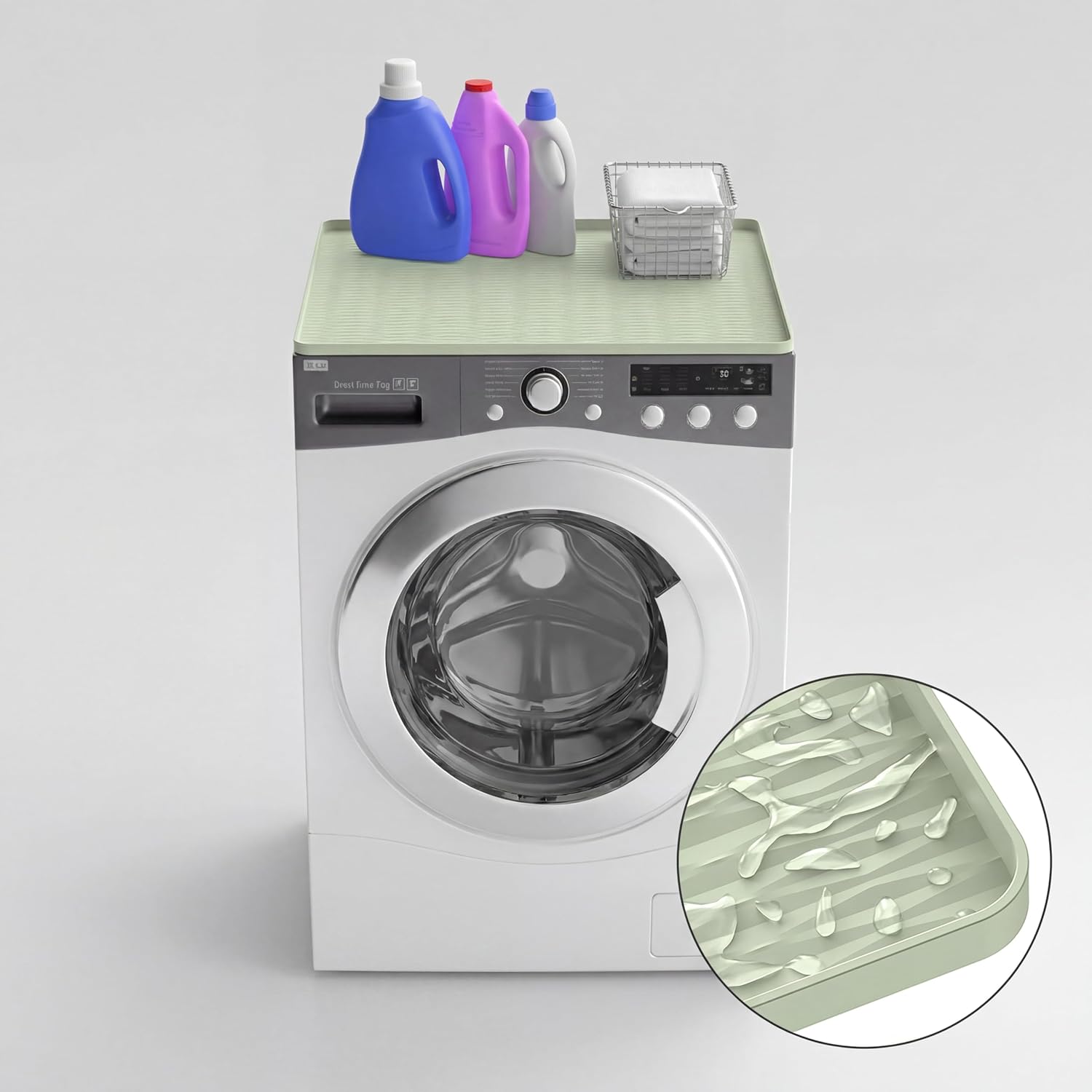 ME.FAN 2PCS 25.6''x 23.6'' Washer and Dryer Covers for the Top, Silicone Washer Dryer Top Protector Mat, Non Slip Silicone Countertop Mat for Laundry/Kitchen - Dark Grey