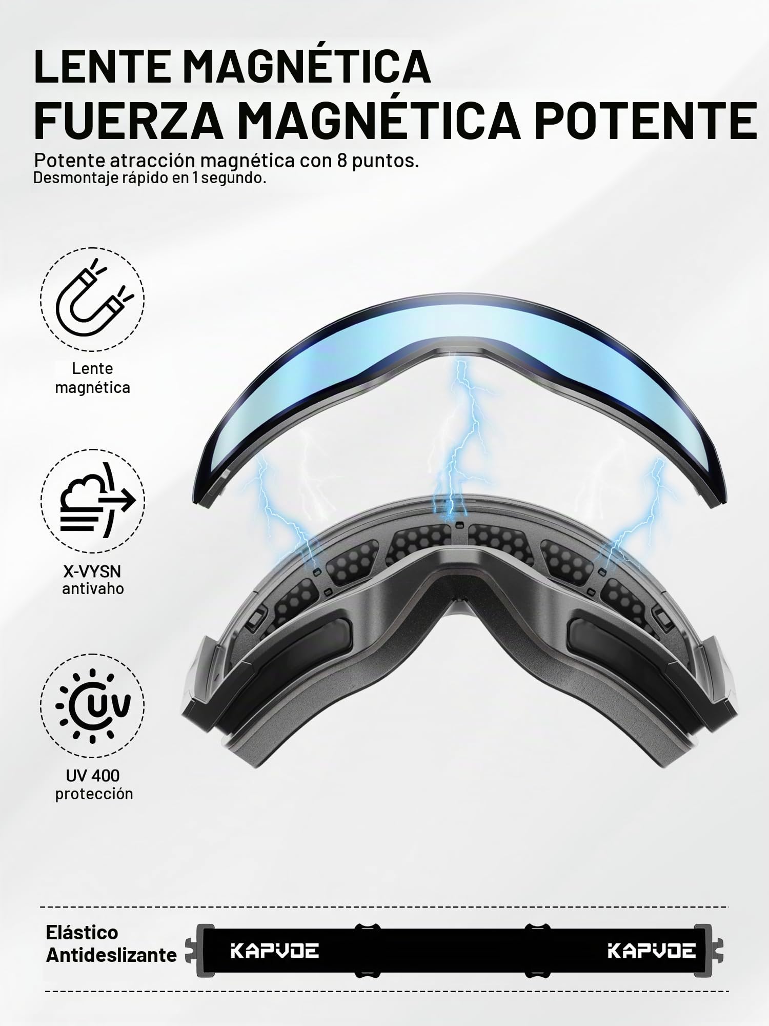 KAPVOE Gafas de Esquí Fotocromaticas OTG para Hombre y Mujer Antivaho Transparente Gafas de Snowboard UV400 K0718