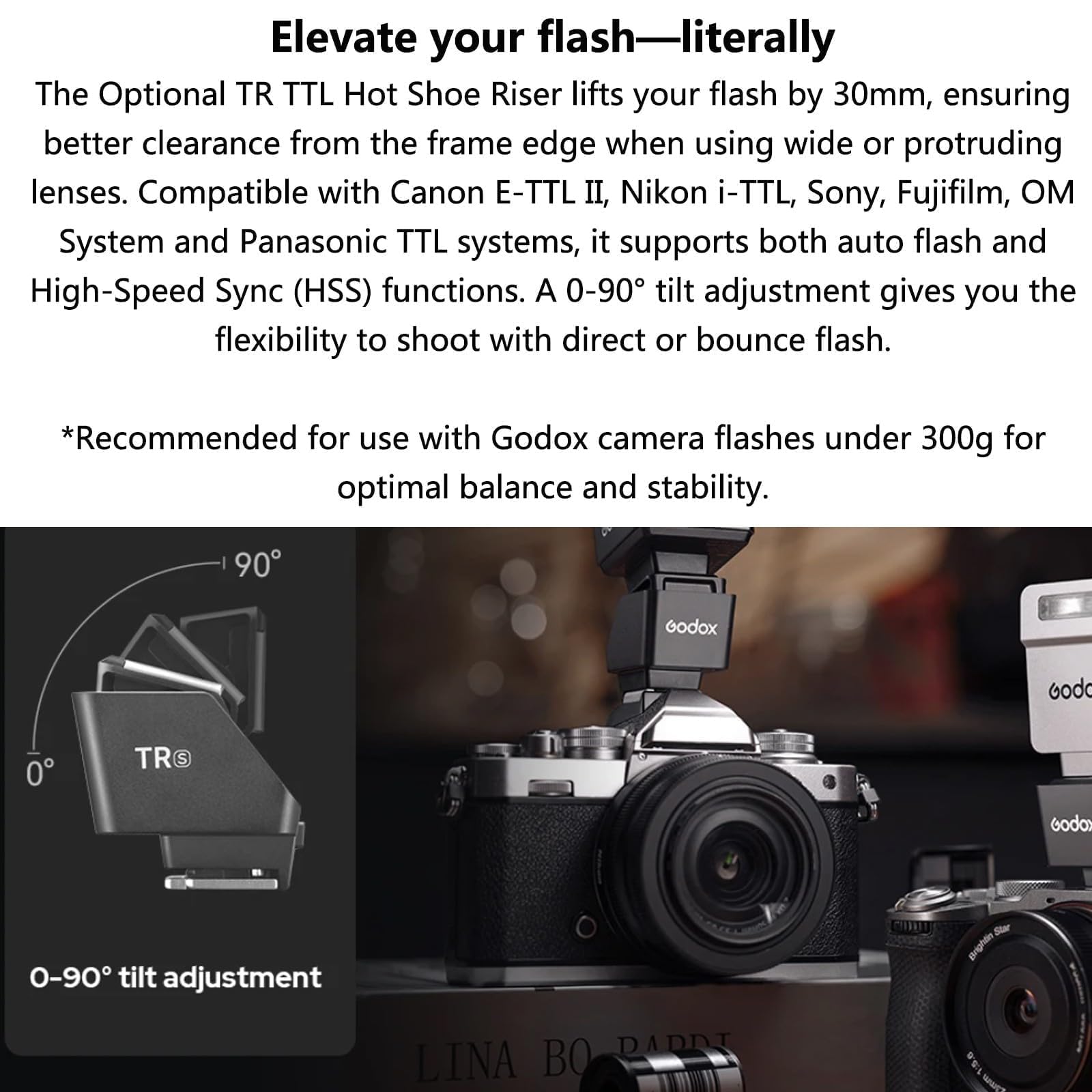 Godox iT20 F Flash TTL per Fujifilm, Mini Flash con Filtri Magnetici, Riciclo 1,5s, Compatibile X100VI GFX100RF XS20 XS10 XT30 II XT5 XM5 GFX50, Nero