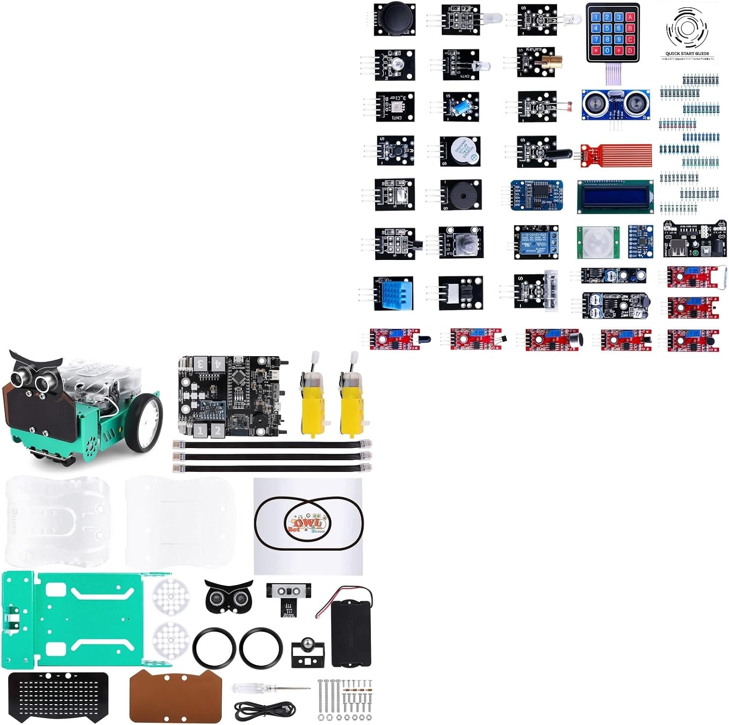 ELEGOO Owl Smart Robot Car Kit and 37-in-1 Sensor Module Kit Bundle