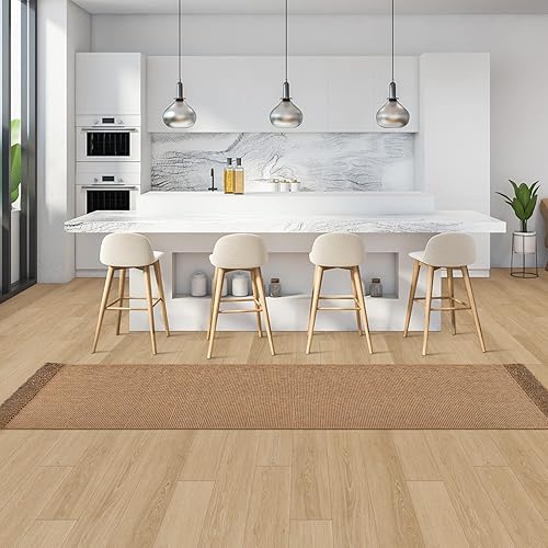 Miniatura 4 de Alfombra de pasillo lavable de 3 x 10 pulgadas, alfombra de yute tejida a mano con borlas, alfombra decorativa reversible de algodón tejida para