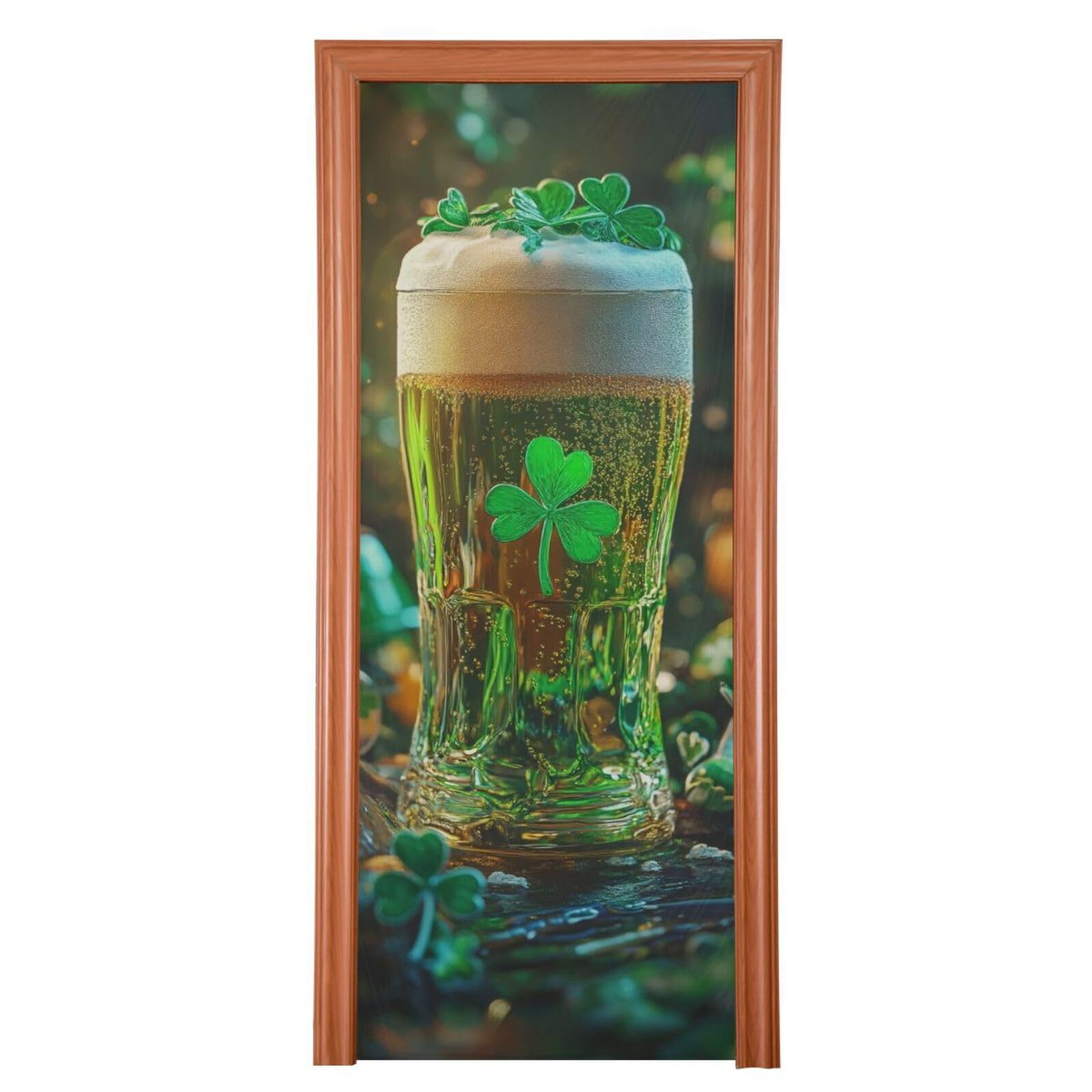 FLildon Clover Beer St Patrick's Day Door Cover Decoration, Party Accessory Porch Decor for Festive Ornament Room Door Covers 35 x 79 Inch