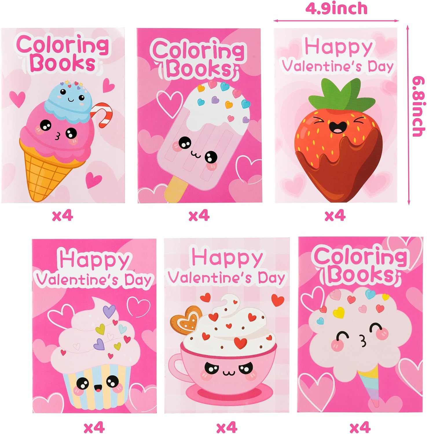ANGOLIO Valentine' s Day Coloring Books for Kids 24Pcs Bulk Valentines Gifts Sweet Dessert Activity Books DIY Mini Art Drawing Paper for Cupcake Doughnut Coloring Booklet for Classroom Party Favors
