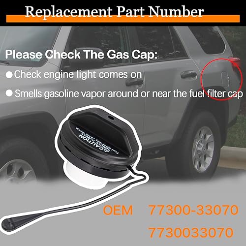 Miniatura 7 de Tapa de combustible de repuesto 77300-33070 7730033070 para 4Runner, Avalon, Camry, Corolla, Highlander, Matrix, Sequoia, Sienna, Solara, Tacoma,