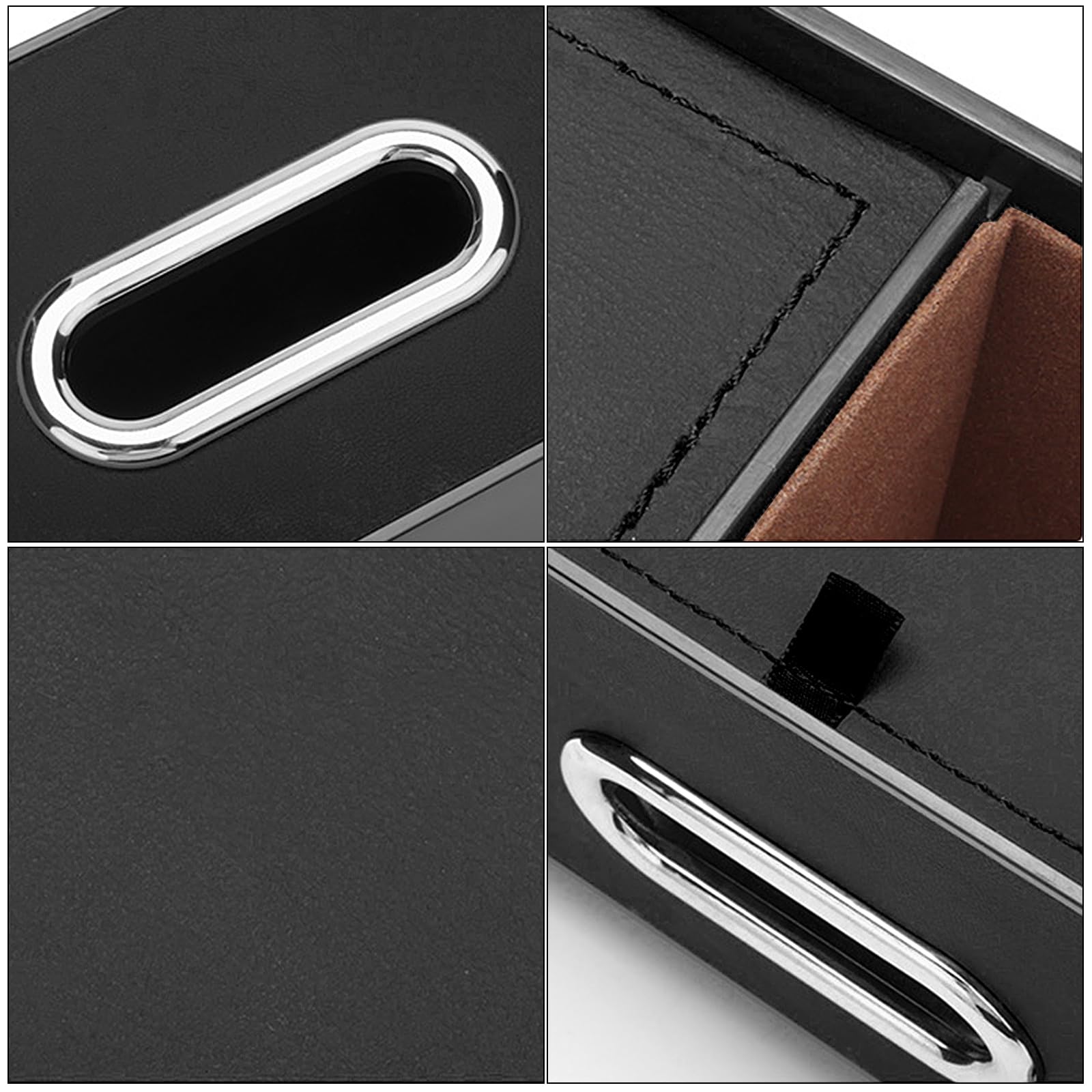 Scatola portaoggetti per sedile auto, contenitore per auto, con scatola in tessuto, porta bicchieri, multifunzione, decorazione interna, organizzatore multifunzione (nero)