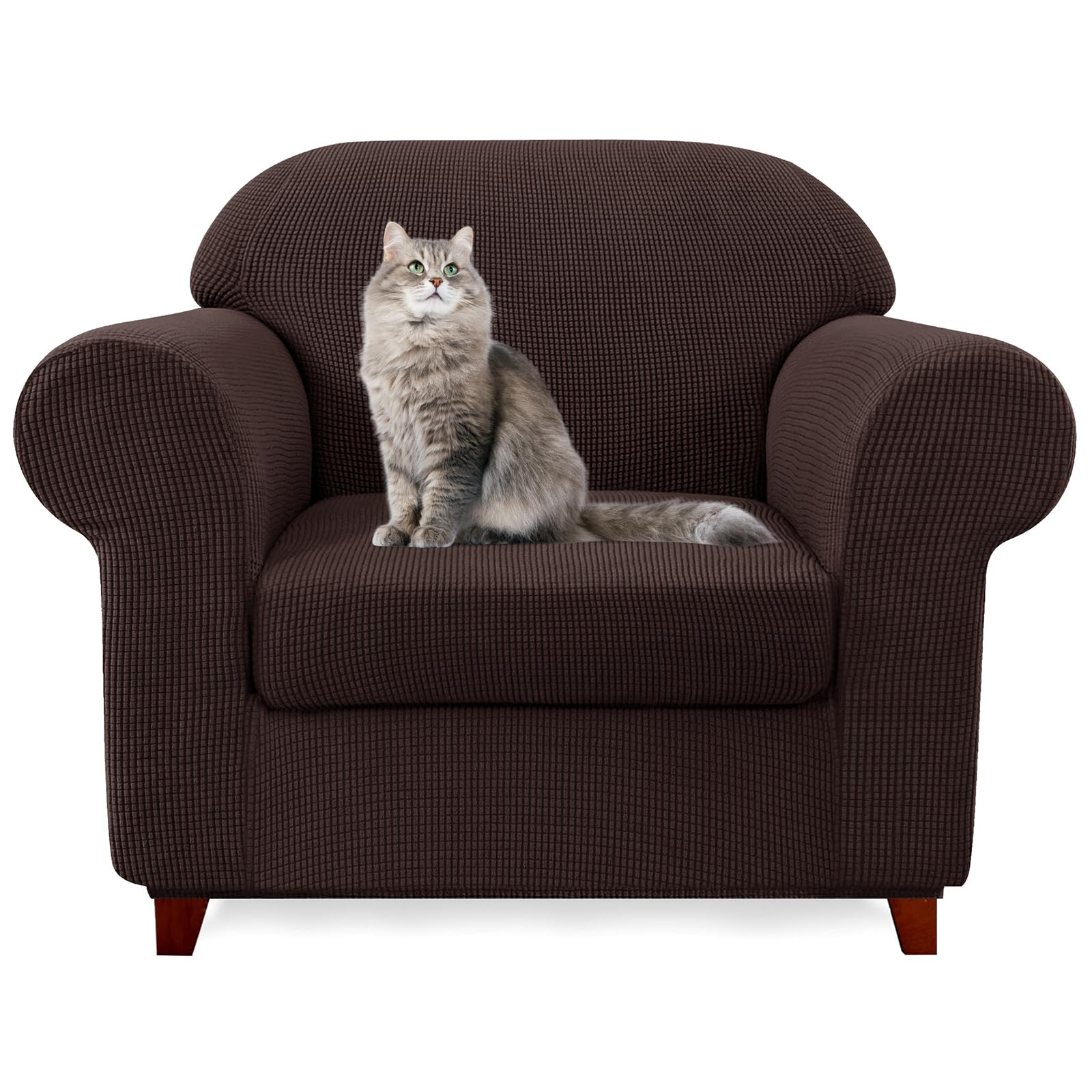 SYLC Ektorp Sofa Cover with Seat Cushions Covers and Backrests Covers Sofa Covers Stylish Stretch Jacquard Couch Slipcover Protector (Coffee,Chair+1 L Seat) — image 1