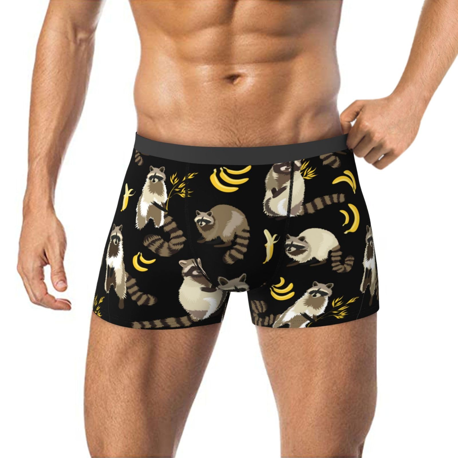 Sevebj Men's Banana Raccoon Boxer Briefs Underpants Shorts Underwear For Boyfriend