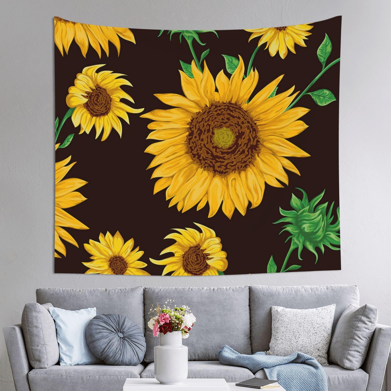WKSGDSG Decoration Tapestry Wall Hanging For Bedroom, Sunflower, 152x130cm Dorm Decor, Lightweight Easy Hang Wall Art For Living Room, Aesthetic Tapestries For Outdoor, Ceiling, Doorway, Camping
