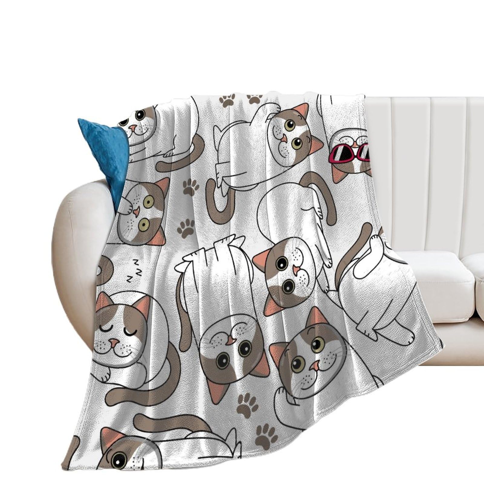 Couverture en flanelle chats plaid chaud anti-froid pour lit et canapé
