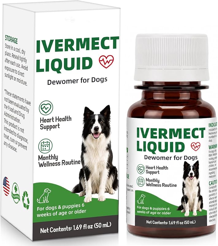 Dewormer for Dogs, Broad Spectrum Worm Support, Monthly Oral Liquid Formula, Supports Care for Hookworms and Roundworms, Easy Administration for Dogs