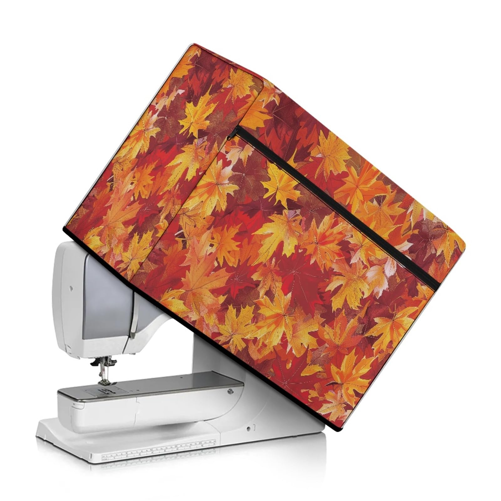 TOADDMOS Sewing Machine Cover Dust Protection for Home Tabletop Decor Fall Maple Leaves Sewing Machine Cover Protector Easy to Use & Storage Pockcets — image 1
