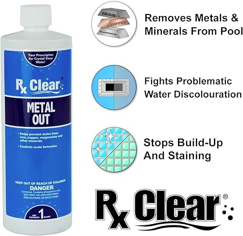 Miniatura 7 de Rx Clear Metal Out  Evita manchas, decoloración y acumulación de incrustaciones en las superficies  Minerales complejos de quelatos de piscinas