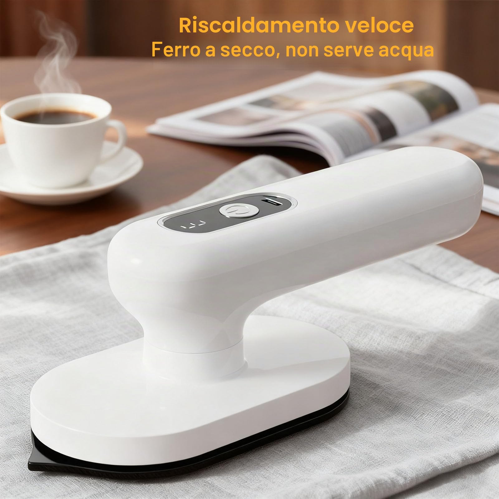 Ferro da Stiro Senza Fili, Ferro da Stiro a Secco Portatile con 3 Impostazioni di Calore, Design Leggero e Pieghevole, Dispositivo Antirughe, per Casa, Ufficio, Viaggio