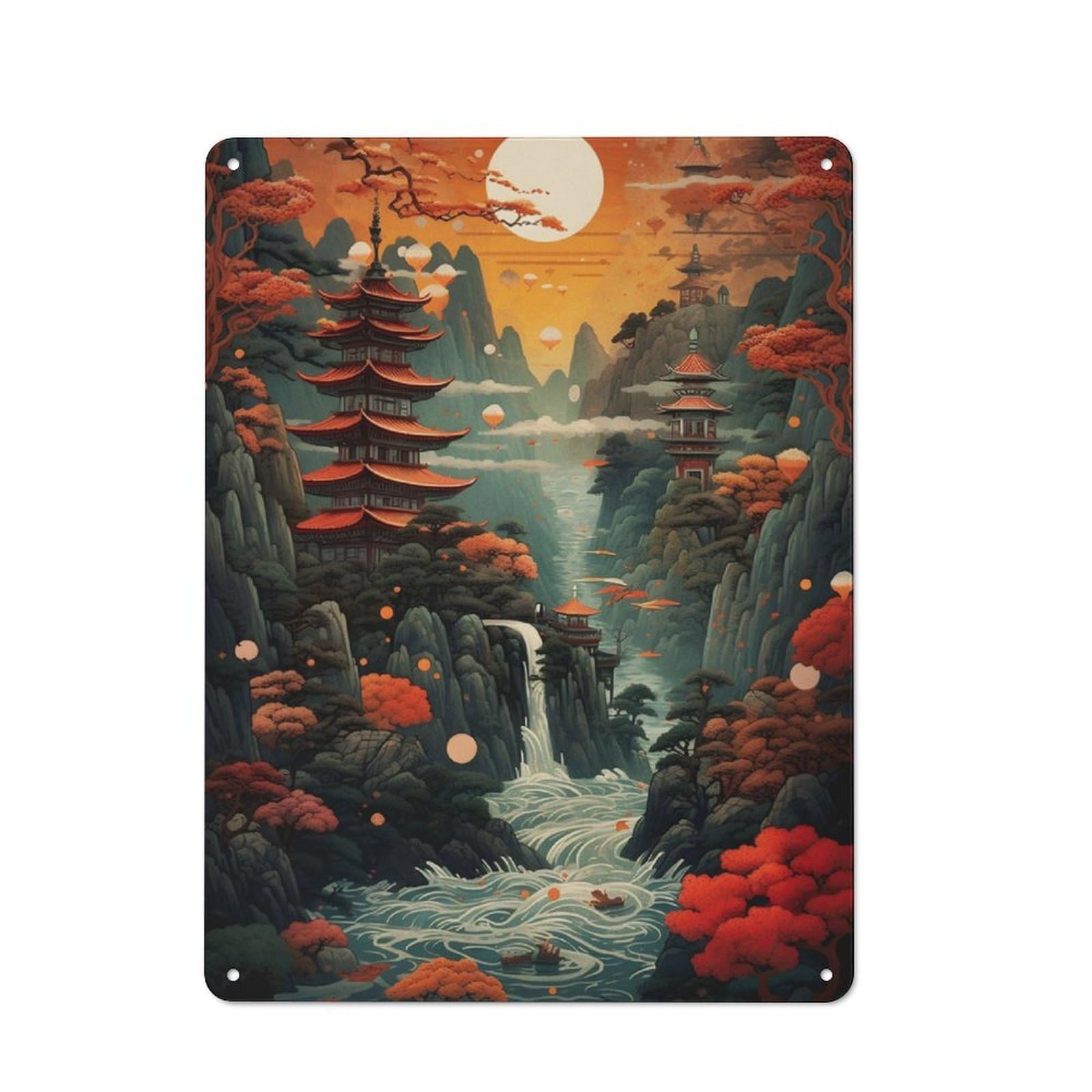 Junmoney Japan Fantasy 012 Vintage Tin Sign 40X30cm With For Guest Room Or Hallway, Suited To Wall Displays In Guest Rooms And Hallways