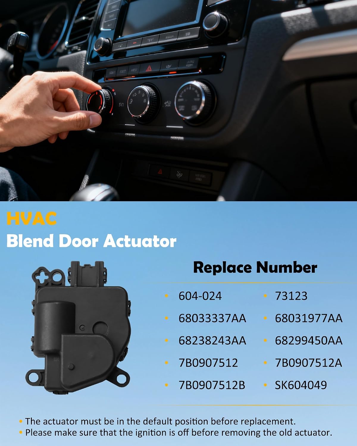 604-024 HVAC Blend Door Actuator 2PCS Compatible with Chrysler 300 2008-2019 Town & Country 2008-2016 Dodge Charger Grand Caravan Challenger 2008-2019 Replace# 68033337AA