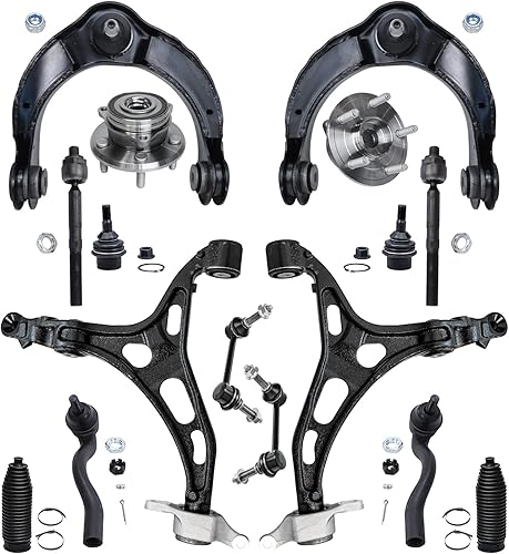 Detroit Axle - Kit de suspensión de 16 piezas para Jeep Grand Cherokee Dodge Durango 11-15, 2 cubos de rodamiento de ruedas, 4 brazos de control, 4