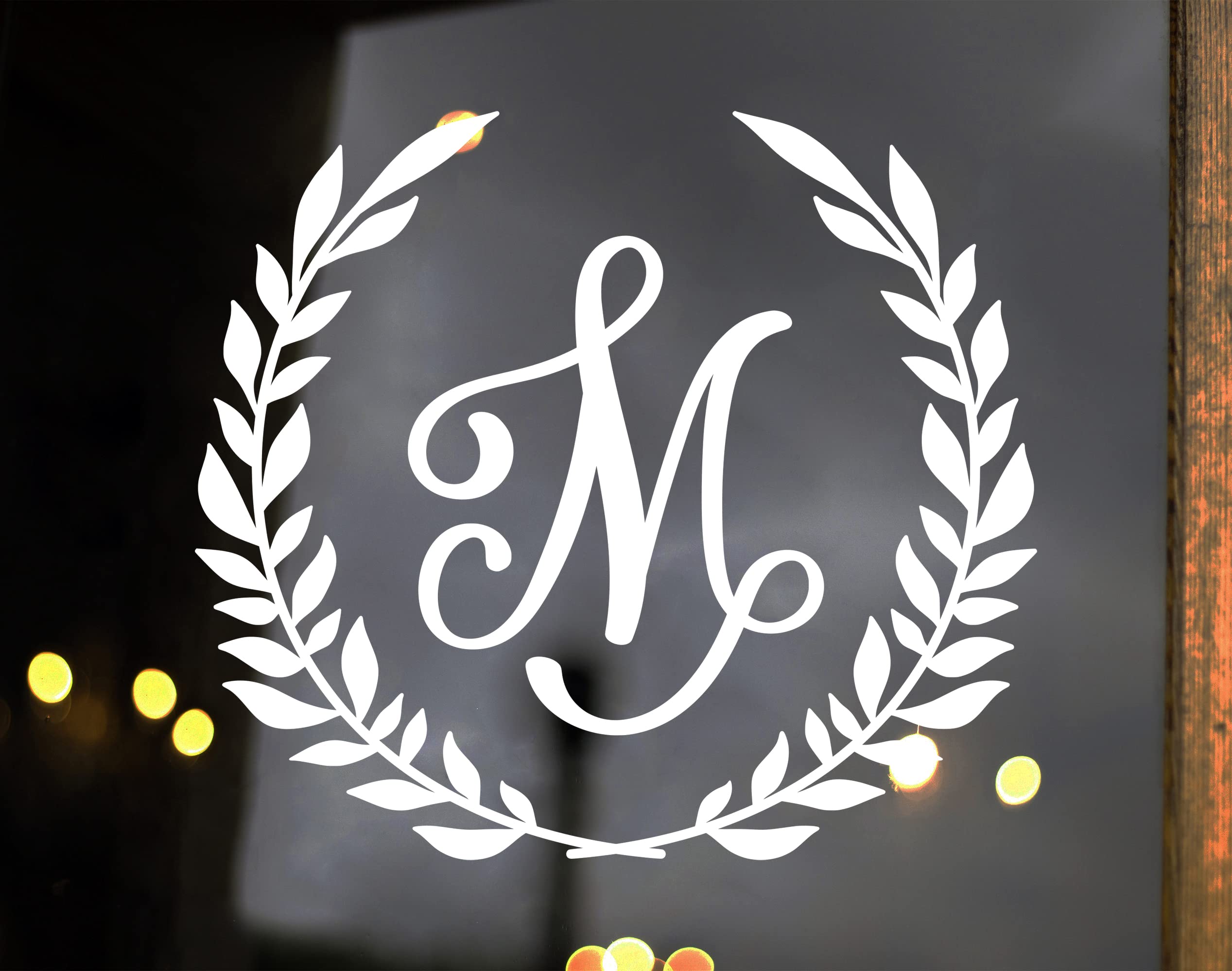 Monogram Letter in Laurel Wreath Vinyl Decal - Script Scroll Family ...