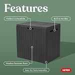 Keter City 30 Gallon Resin Outdoor Storage Box and Patio Furniture Side Table for Pool and Garden Accessories, Dark Grey