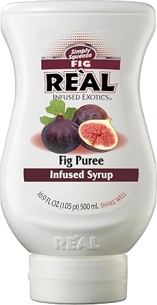 Real Infused Exotics Fig Syrup, 16.9 fl oz Squeezable Bottle | Rich Flavor, Ideal for Cocktails, Mocktails, Culinary, Desserts, Squeeze Bottle, Drip-Free Spout, Easy Dispensing