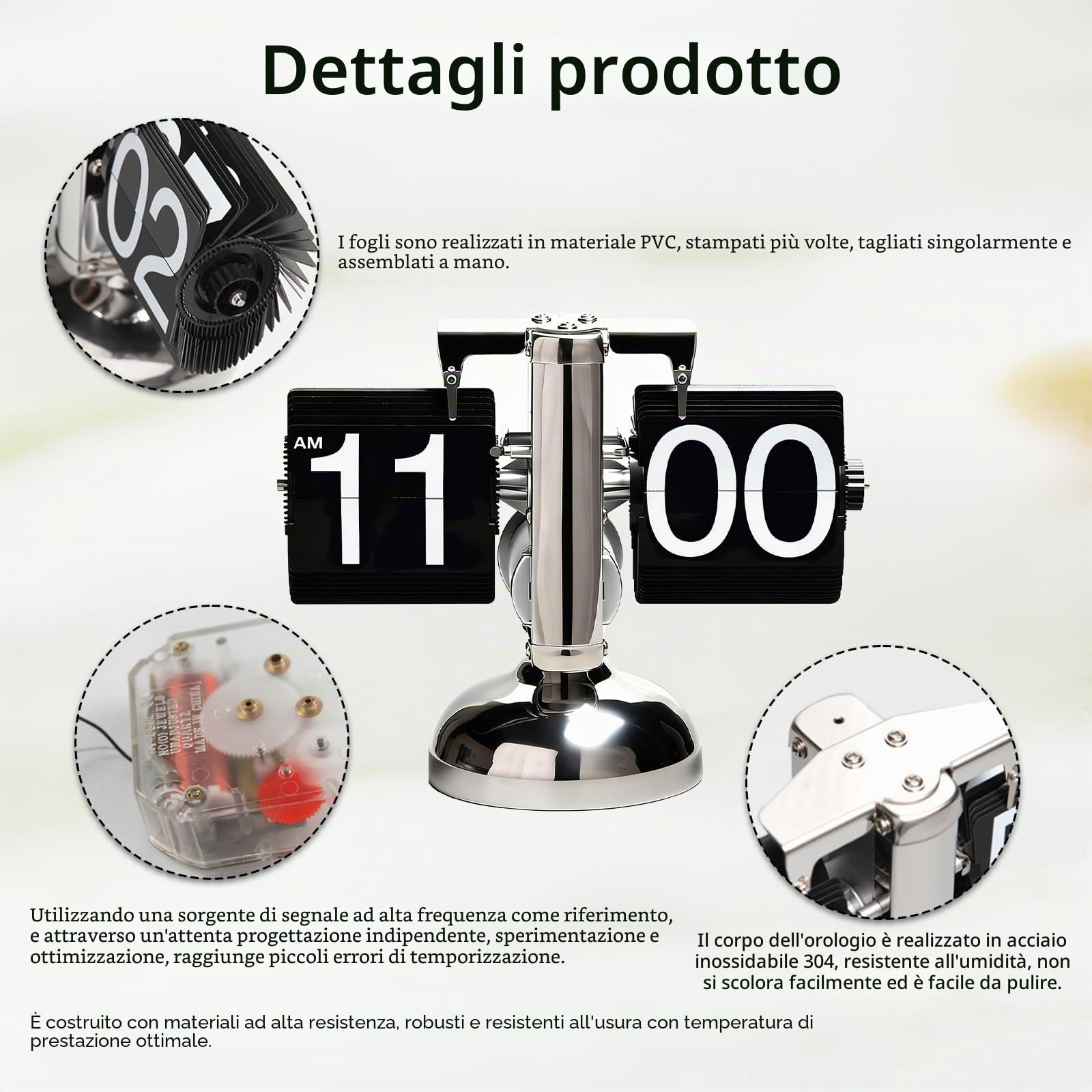 Orologio a libro retrò, con display digitale, meccanismo a ingranaggi e lati in PVC fatti a mano, design meccanico retrò, ideale per accessori per la casa e l'ufficio