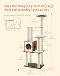 FEANDREA WoodyWonders Arbre de chat, 65-Inch Tour Cat moderne pour les chats intérieurs, Condo Cat multi-niveaux avec 5 Postes de fouille, brun rustique UPCT166X01