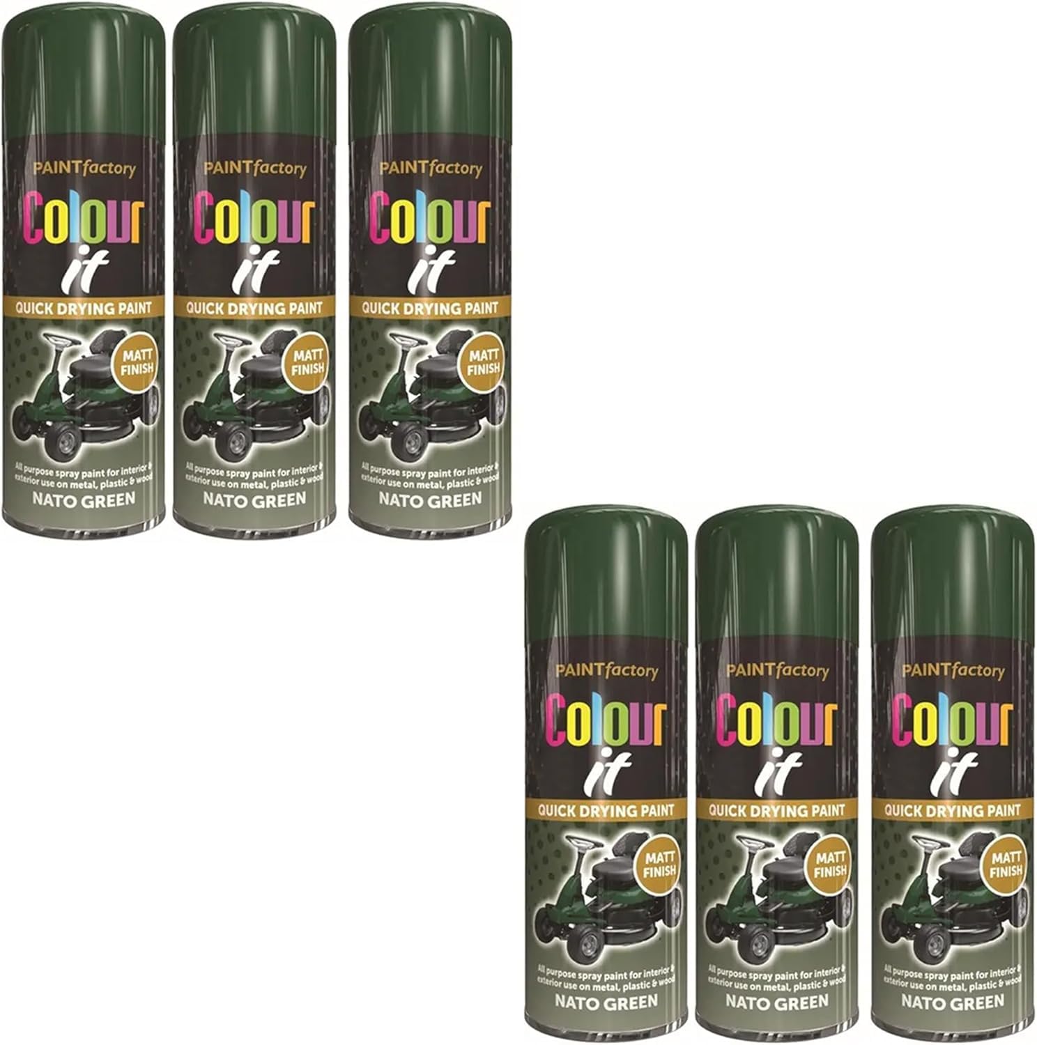 HOCHSTE Matt Quick-Drying Spray Paint, DIY Enthusiasts, Long-Lasting, Perfect Wood, Plastic, Metal, Home Repairs, Easy To Apply, Interior And Exterior Use, 400ml, (6pcs, Nato Green) — image 1