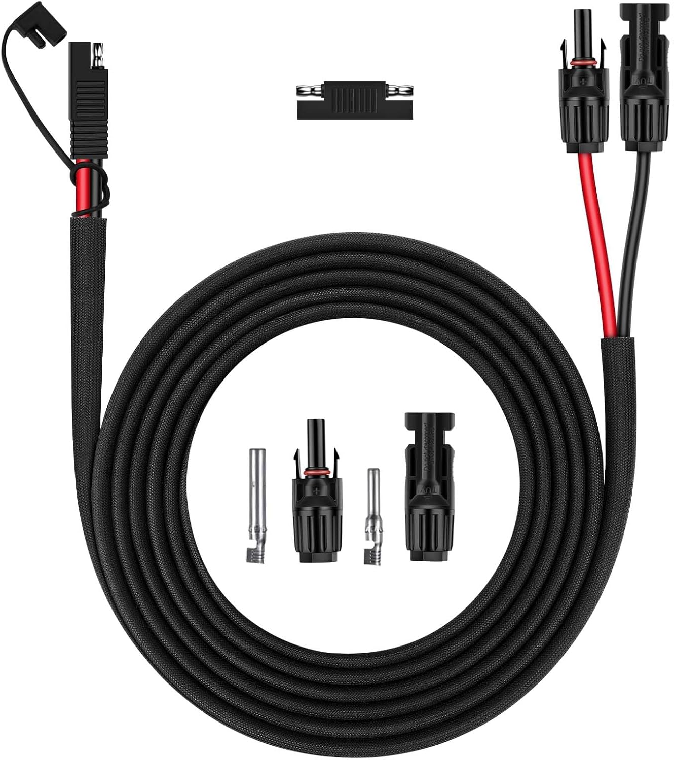 iGreely Solar Panel Connector Cable,10AWG SAE to Male & Female Adapter PV Extension Cable Wire for RV Solar Panel DC Power Battery Charger with SAE Polarity Reverse Adapter 3.1M/10Ft