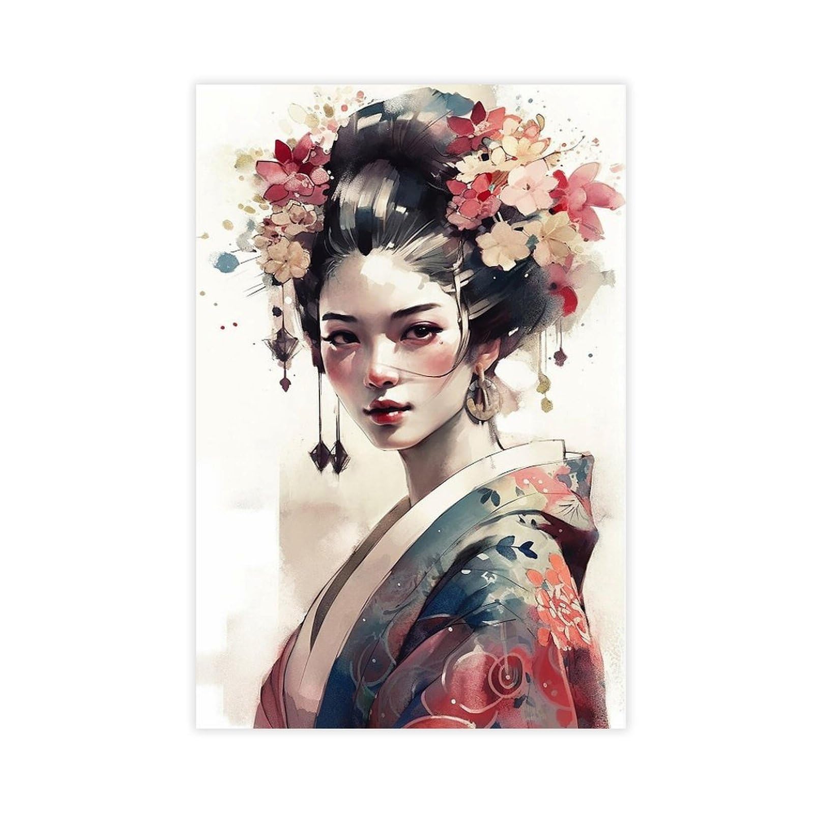 QNVJQKDSI Japanese Geisha Art (5) Canvas Poster Bedroom Decor Landscape Office Room Decor Gift 20" L X 30" W