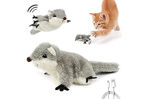 Flapping Squirrel Cat Toy, Rechargeable Interactive Cat Kicker