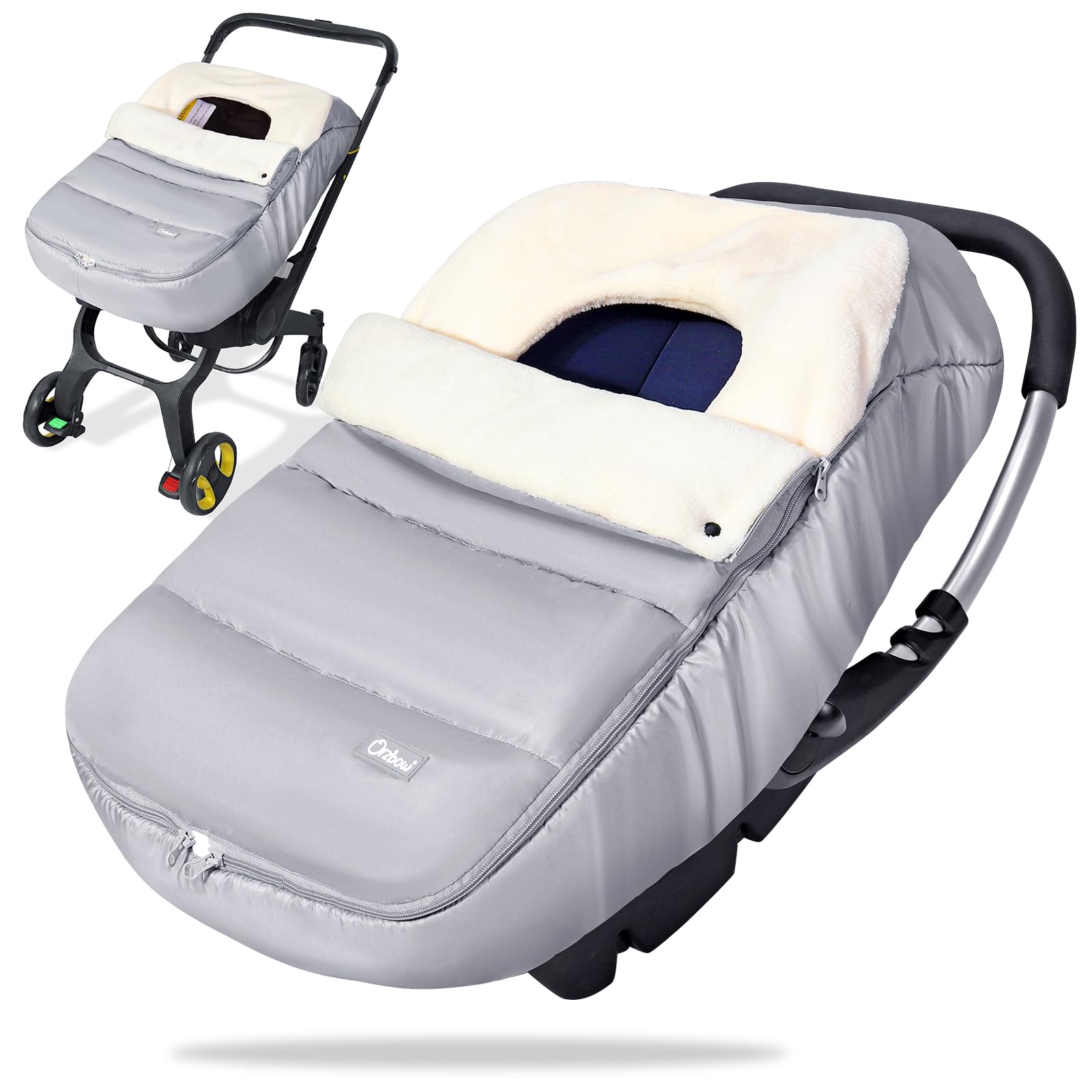 OrzbowCar Seat Covers for Babies Winter, Universal Baby Car Seat Cover with  Adjustable Collar, Waterproof Carseat Cover with Zipper, Warm Coral Fleece