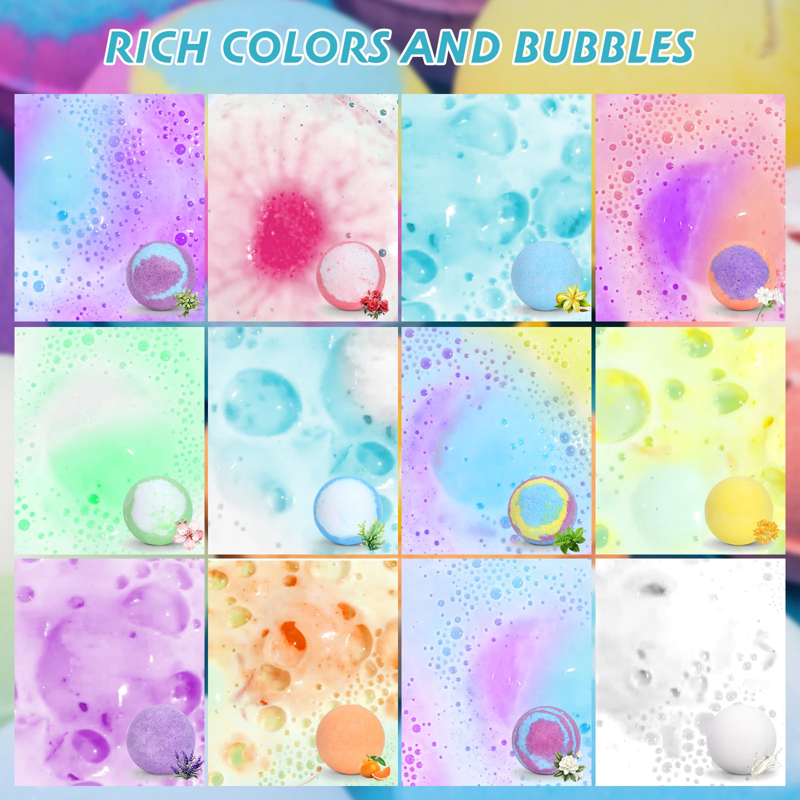 Badekugel, CIMOYBAI bombe de bain,12 pièces boule de bain enfant,bombe de bain surprise,bain moussant enfant,Comprend des jouets surprises pour filles et garçons pour Noël et les anniversaires.