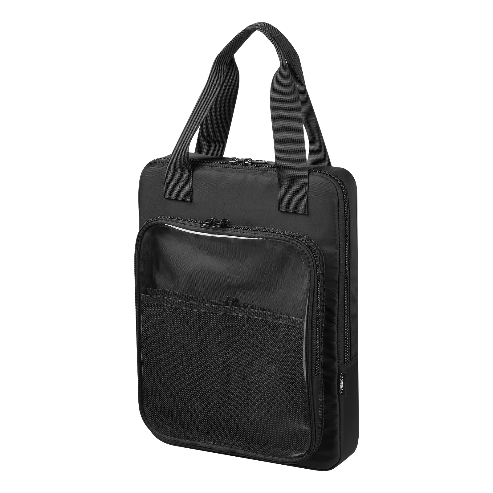 Portable Coloring Book Protective Organizer Bag with Transparent PVC Window, Coloring Book Storage Bag with Handle Strap, Fit for Crayola Coloring Book, Marker Set, Ruler, Crayon, Black,