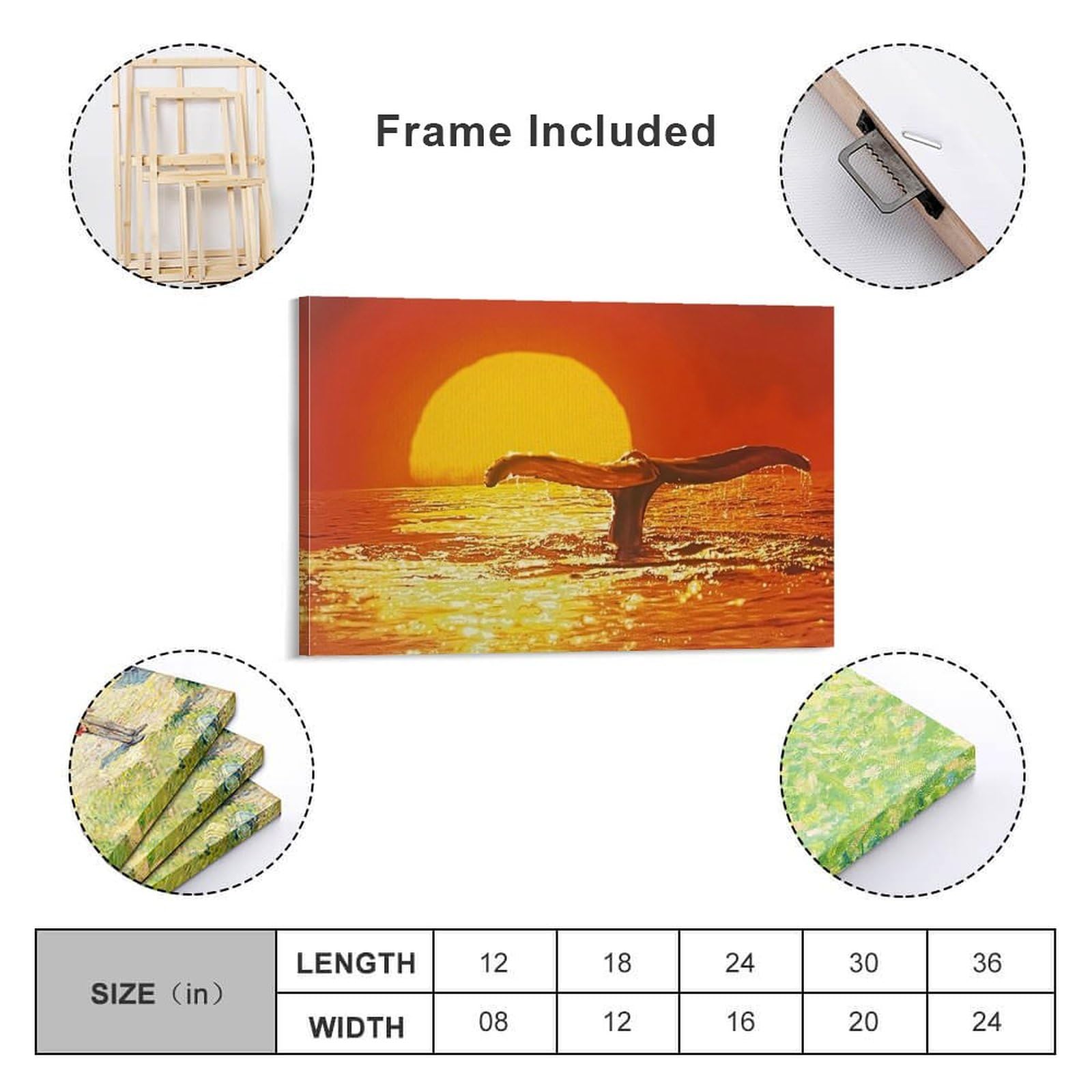 Amazon.co.jp: 青い海 ラッセン 海の眺め 黄金の夕日の中のクジラ