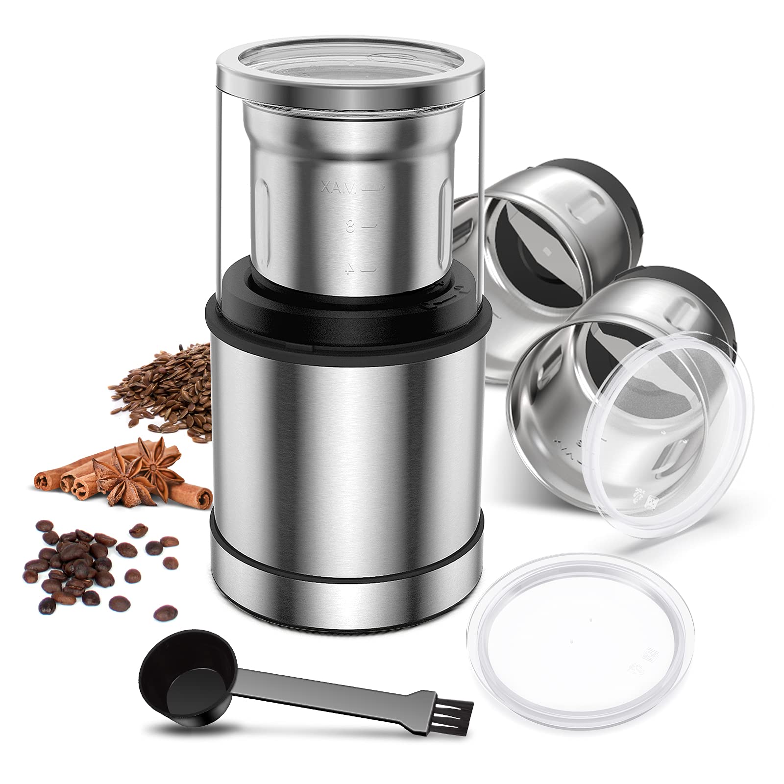 Moulin à Café Électrique Humkopnl - Broyeur Graines Acier Inox 150W, 300ml