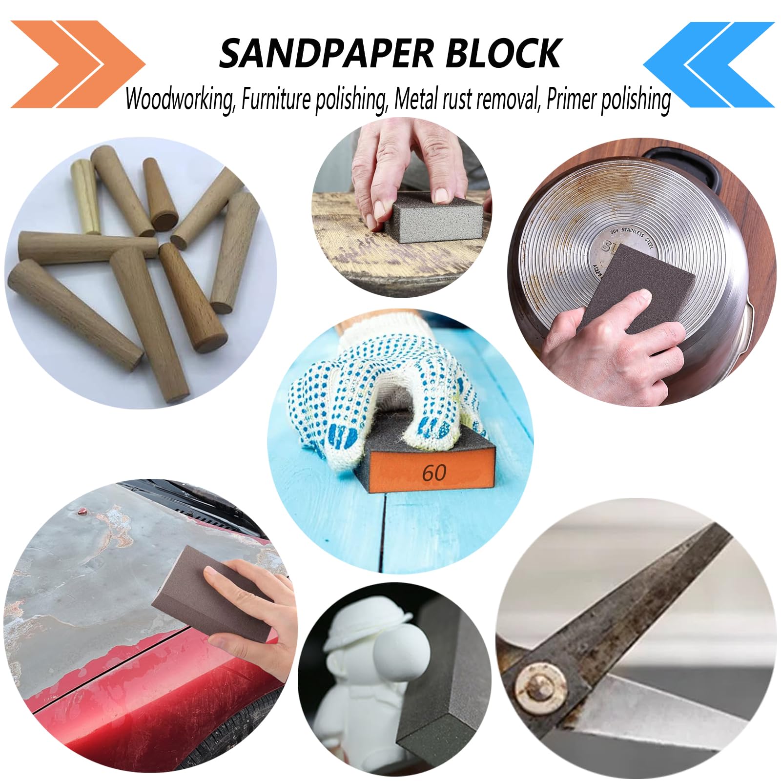 10 Sanding Sponges - 5 Grits for Wood & Metal -7 10 Sanding Sponges - 5 Grits for Wood & Metal -7