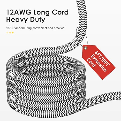 Miniatura 7 de Regleta protectora contra sobretensiones de 20 amperios, 8 salidas de metal largo con cable de extensión de calibre 12 de 20 amperios y 6 pies para