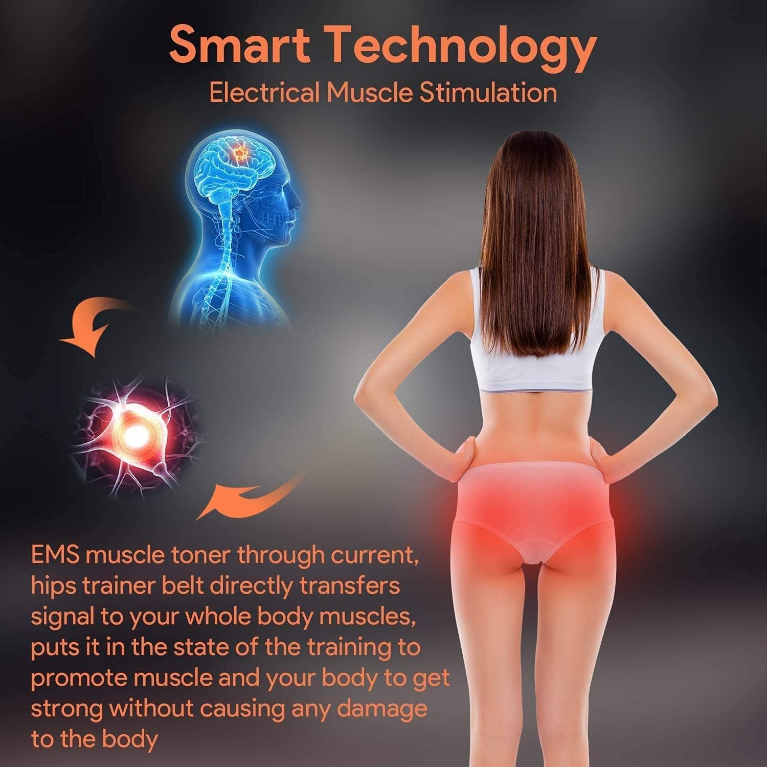 WUGEIN EMS Trainingsgerät,EMS Hüfttrainer,EMS Bauchmuskeltrainer Elektrisch Muskelstimulationsgeräte,6 Modi,Die perfekte Gesäßmuskelkurve Formen,Hüftmuskeltrainer für Männer und Frauen