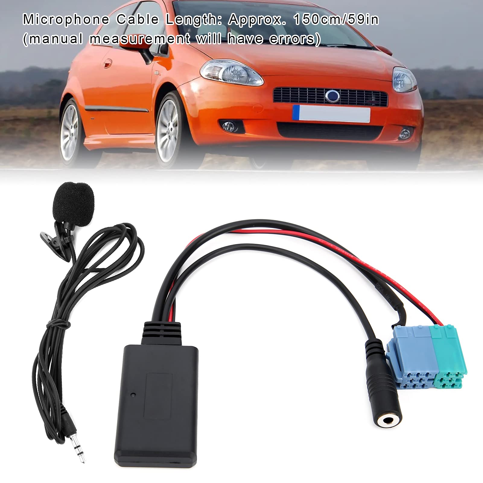 Akozon Mikrofonadapter, DC 12V Automikrofonadapter Bluetooth 5.0 Auto Auxiliary Audiokabel Ersatz für Grande Punto