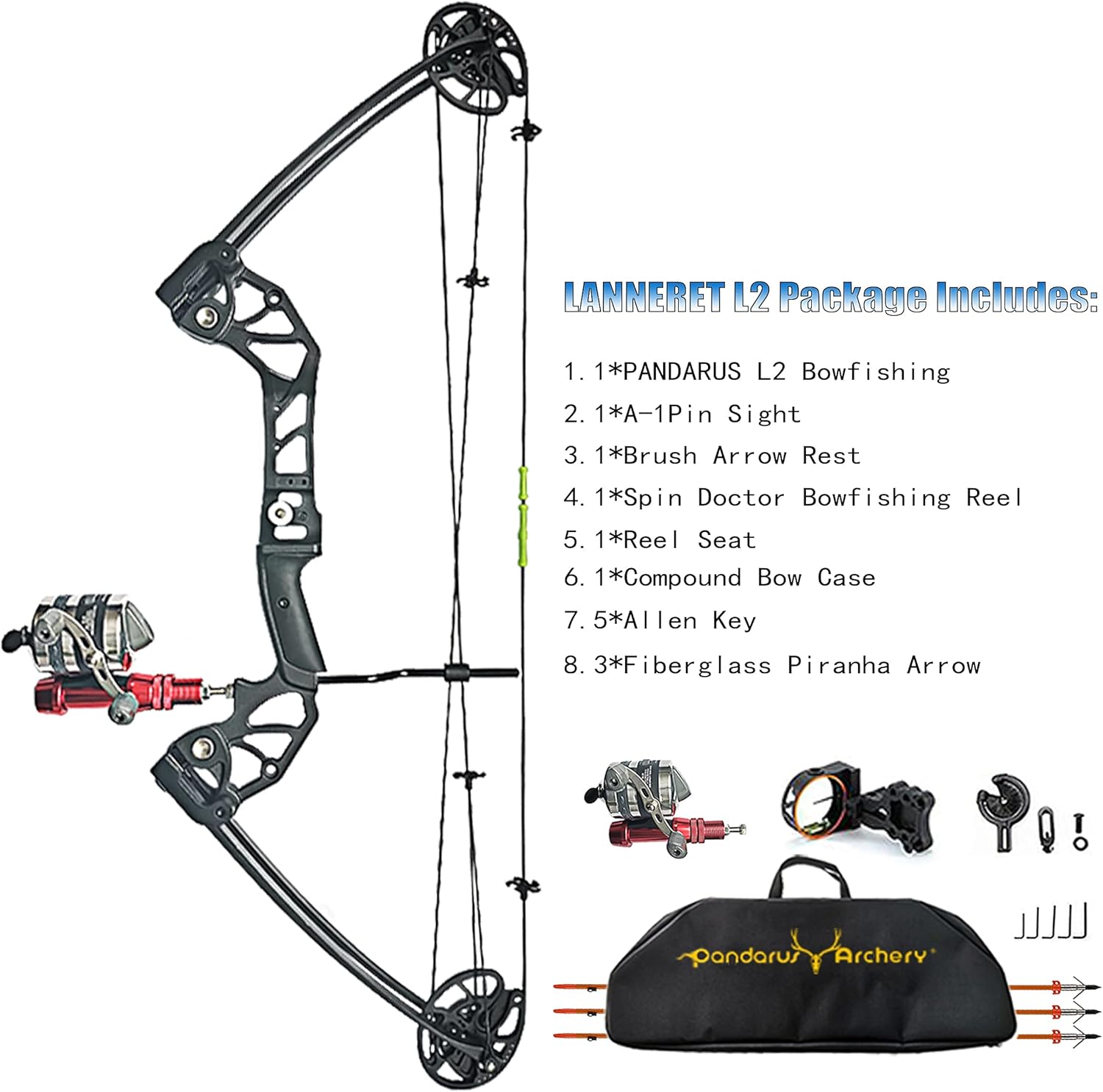 Bowfishing Bow Kit with Arrow Ready to Shoot Right Handed 15-45 LBS Draw Length 18"~29.5" Adjustable 2022 New with Arrows