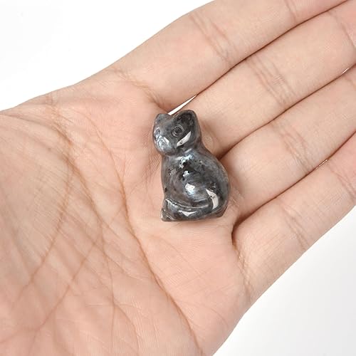 Miniatura 4 de Estatua tallada de larvikita natural de gato, guardián, decoración del hogar, reiki chakras, cristal curativo, escritorio, piedra preciosa,