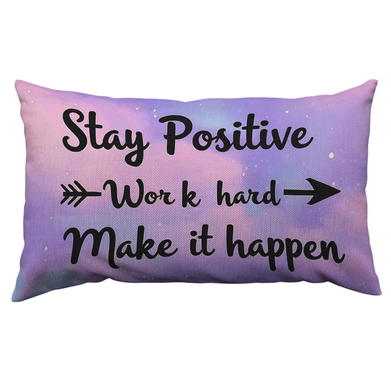 Orythyra Purple Galaxy Decorative Cushion Covers 30 x 50 cm Stay Positive Work Hard Make it Happen Pillow Case Cover for Outdoor Patio Garden Blench Living Room Sofa Farmhouse Decor Rustic Linen